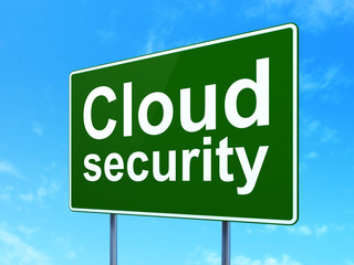 Privacy concept: Cloud Security on road sign background