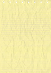 Wrinkled Yellow sheet of line Paper. Vector, Illustration of Wrinkled Yellow sheet of line Paper with holes.