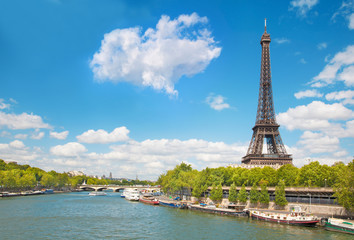 Fototapeta na wymiar PARIS, FRANCE, JUNE - 16, 2011: Eiffel tower from riverside