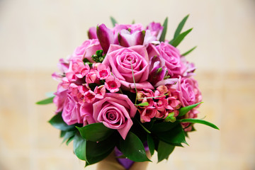 Beautiful bridal bouquet of pink roses