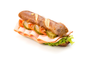 Belegter Brezel  Salami 