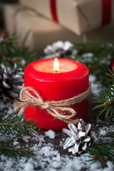 Christmas candle present and decorations