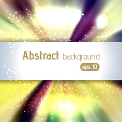 Abstract artistic background with place for text. Color rays of light. Original sparkle design. Yellow, green, brown colors