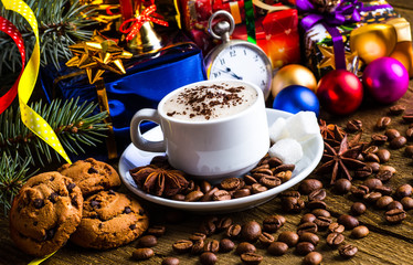 A cup of coffee holidays, winter, christmas, hot drinks