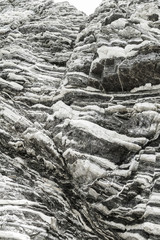 Layered rock formation folds on the Mediterranean island Crete, Greece