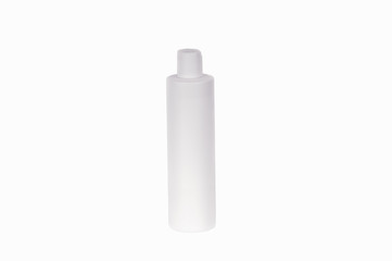 Small white plastic vial bottle filled isolated over the white background