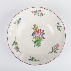 Art de la table. assiettes K&G Lunéville modèle Strasbourg, rose et tulipe. 1880 - 1922