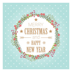 Fototapeta na wymiar Merry Christmas and Happy New Year greeting card , vector , illustration
