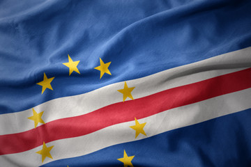 waving colorful flag of cape verde.