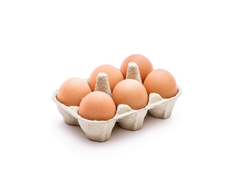 Six Egg Pack Isolated on White