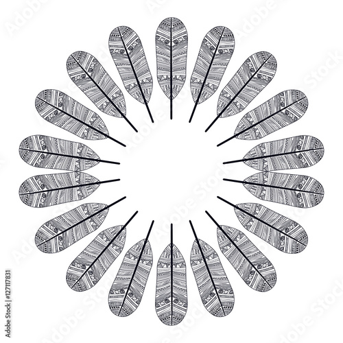 Download "Feather plume and circle icon. Bohemic boho rustic ...