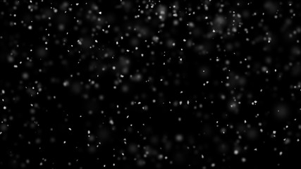 Snowflakes in turbulent air 3D render