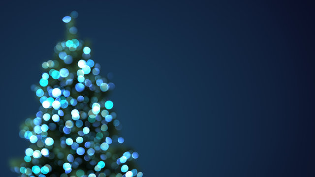 blurred christmas tree blue lights