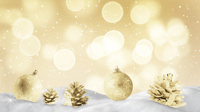 christmas decoration and golden sparkles