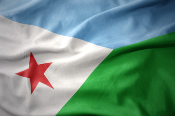 waving colorful flag of djibouti.