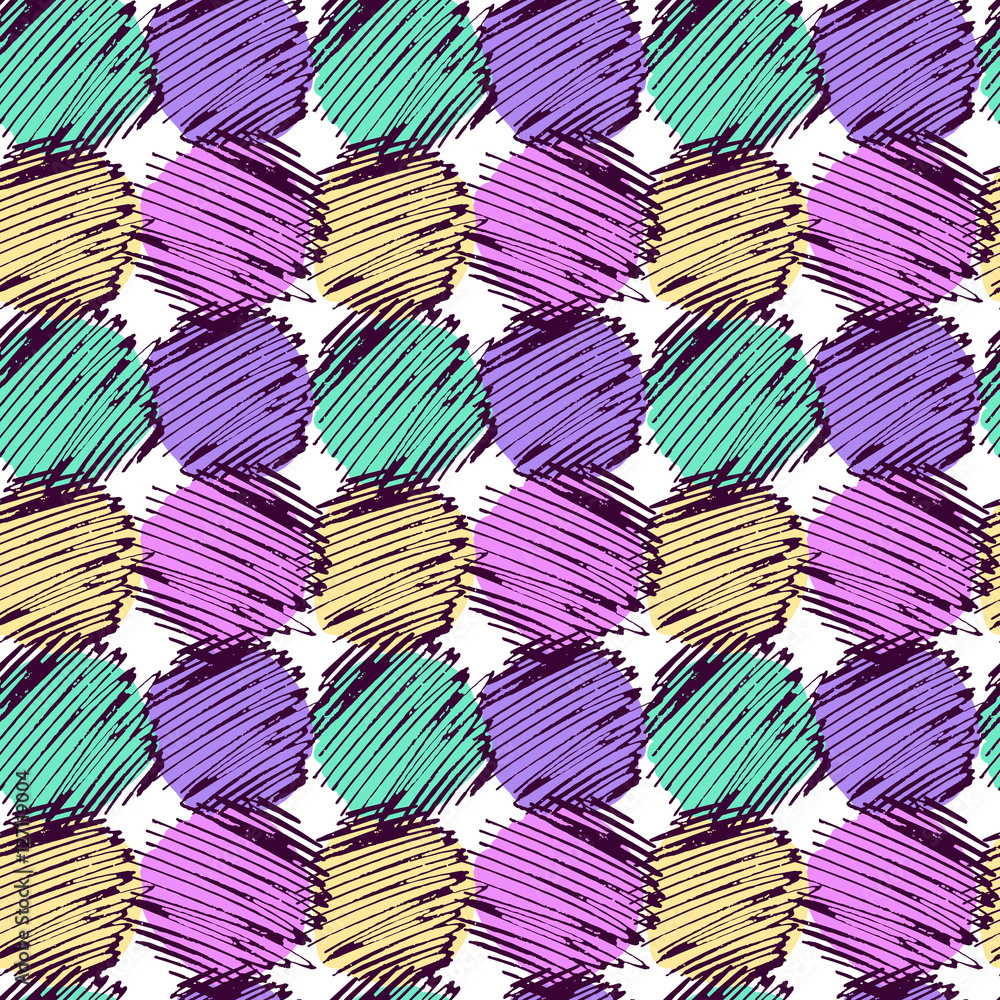 Poster seamless vector pattern with sketch doodle circles.