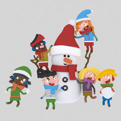 Children building a snowman.

Custom 3d illustration contact me!
