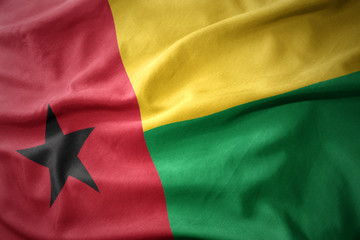 waving colorful flag of guinea bissau.