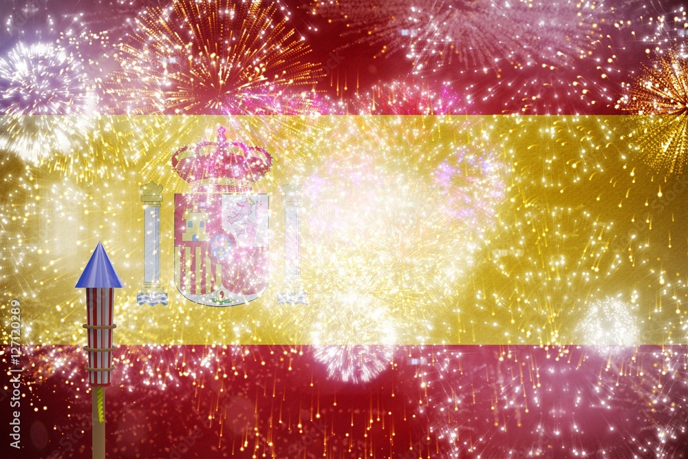 Poster composite image of rocket for fireworks