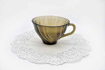 стеклянная черная маленькая чашка