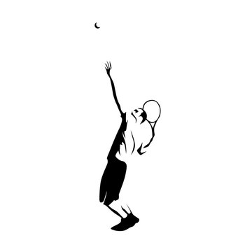 Serving tennis player, vector illustration