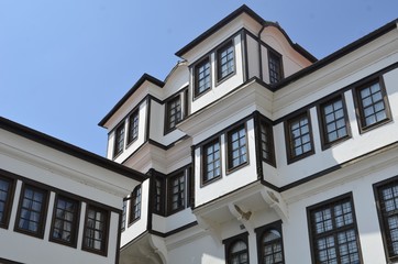 Fototapeta na wymiar Macedonian traditional architecture in Ohrid
