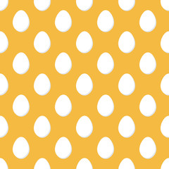 Flat design chicken, easter eggs seamless pattern background.