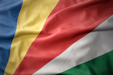 waving colorful flag of seychelles.