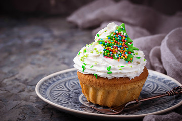 Christmas cupcakes with whipped cream