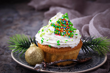 Christmas cupcakes with whipped cream