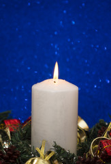 Christmas Decorations With Lit Candle