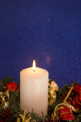 Christmas Decorations With Lit Candle
