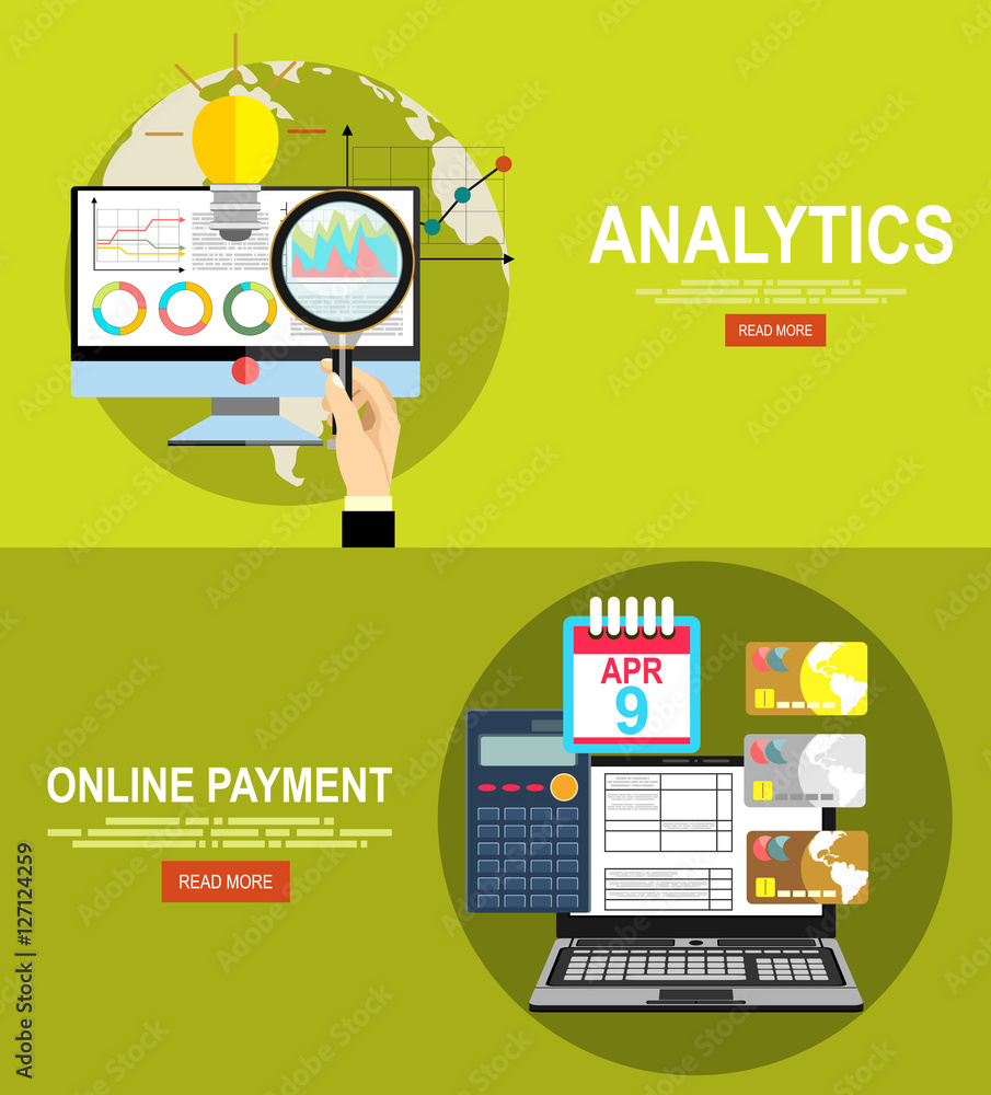 Poster mobile payments from credit card on the screen.analytics information and development website statist