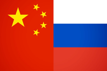Flags of China and Russia. Flat icon for your business presentation. Vector illustration
