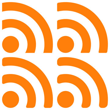 Orange Web RSS Feed Sign. Icon On White Background. Vector Illustration