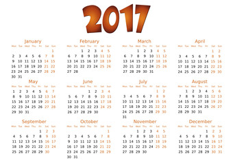  simple editable vector calendar 2017