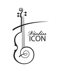 abstract monochrome illustration of violin with text © Alexkava