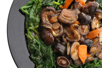 Chinese food. Fried mushrooms with vegetables