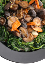 Chinese food. Fried mushrooms with vegetables