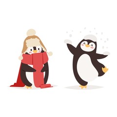 Penguin set vector characters