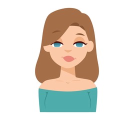 Smiling woman vector illustration.