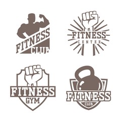 Gym fitness logo vector badge.