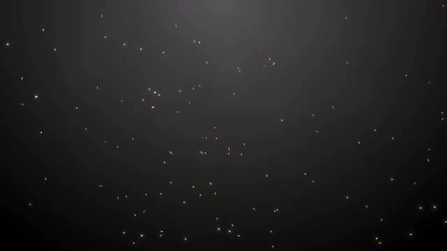 Dynamic black motion background. Abstract glowing stars and sparks. 4K seamless loop clip