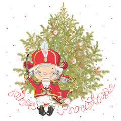 Christmas nutcracker soldier figurine with christmas tree