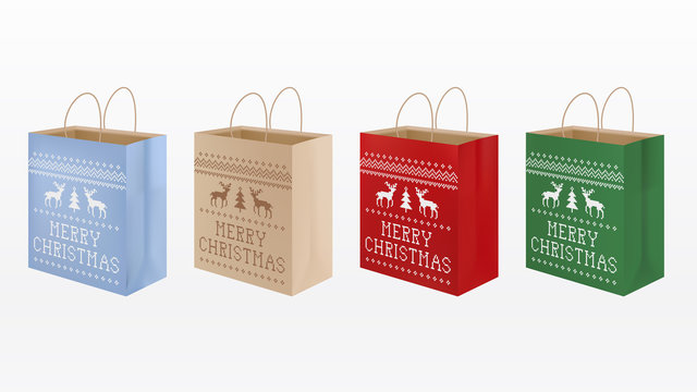 Christmas Shopping Paper Bag Vector Illustration