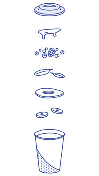 Smoothie Fruit Juice Exploded View Illustration