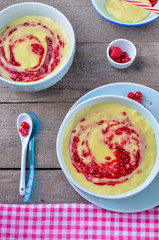 dessert with raspberries