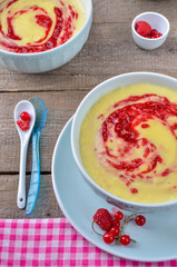 dessert with raspberries