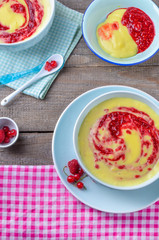 dessert with raspberries