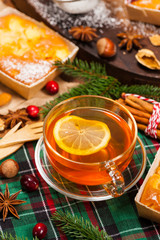 Christmas Holiday Tea Time. Selective focus.
